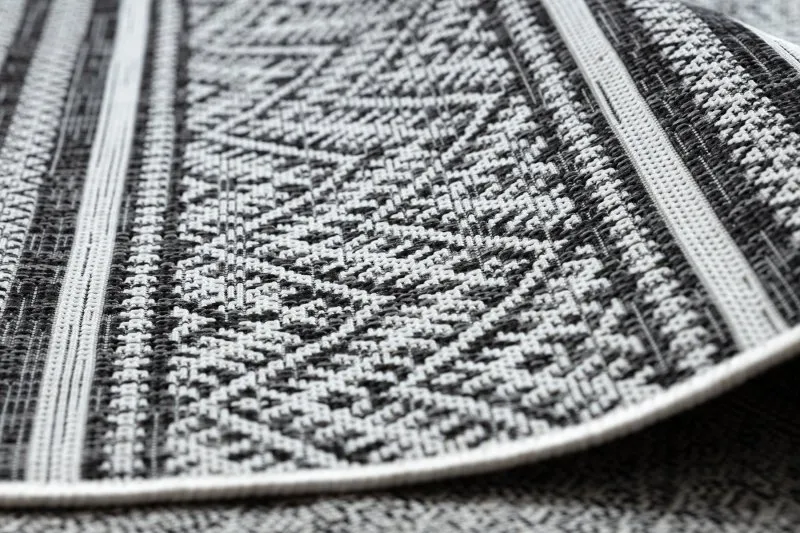 Covor SISAL SION Zig Zag, Caro Boho 22168 țesute plate negru / ecru