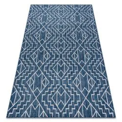 Covor SISAL SION Geometric, Caro 21778 țesute plate albastru inchis / ecru