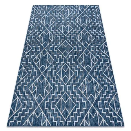 Covor SISAL SION Geometric, Caro 21778 țesute plate albastru inchis / ecru