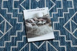 Covor SISAL SION Geometric, Caro 21778 țesute plate albastru inchis / ecru
