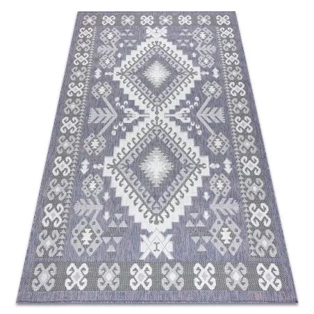 Covor SISAL SION aztec 3007 țesute plate albastru / roz / ecru