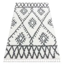 Covor UNION 3481 Zigzag cremă si gri Franjuri shaggy pletos