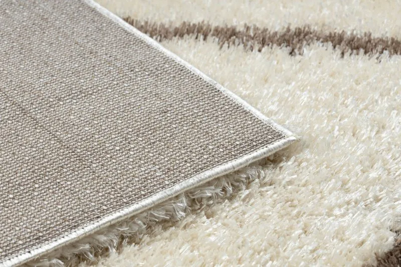 Dywan FLUFFY 2373 shaggy kratka, trellis - krem / beż