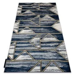 Covor DE LUXE modern 462 Geometric - structural albastru inchis / aur