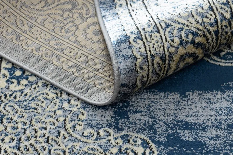 Dywan DE LUXE nowoczesny 474 Ornament - Strukturalny granatowy / złoty
