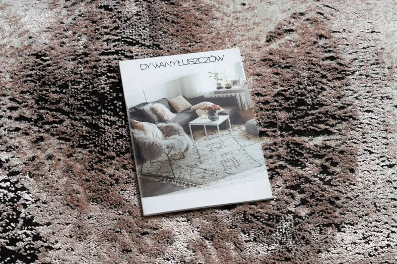 Covor DE LUXE modern 634 Cadru vintage - structural gri / roz