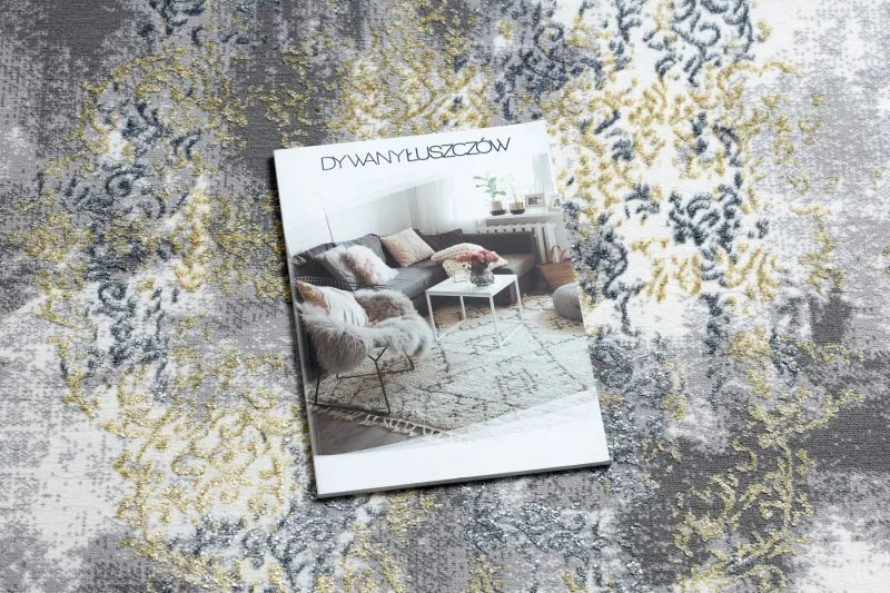 Covor DE LUXE modern 6754 ornament vintage - structural cremă / aur