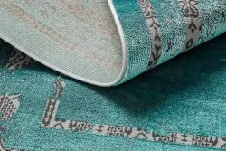 Dywan DE LUXE nowoczesny 1516 Ramka vintage przecierany - Strukturalny zielony / antracyt