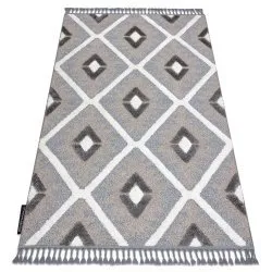 Covor MAROC P651 Caro gri / alb Franjuri Berber shaggy