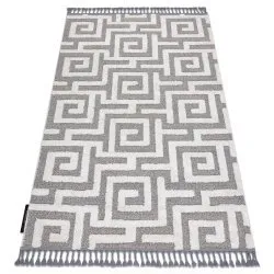 Covor MAROC P655 labirint, greacă gri / alb Franjuri Berber shaggy
