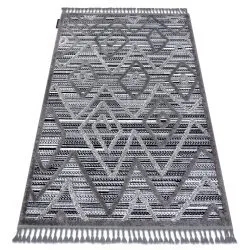 Covor MAROC P657 Caro, Zigzag, Etnic negru / gri Franjuri Berber shaggy