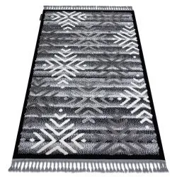 Covor MAROC P658 Fulgi de nea negru / gri Franjuri Berber shaggy
