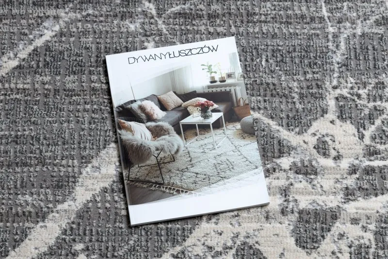 Dywan REBEC nowoczesny frędzle 51186B Marmur - dwa poziomy runa krem / szary