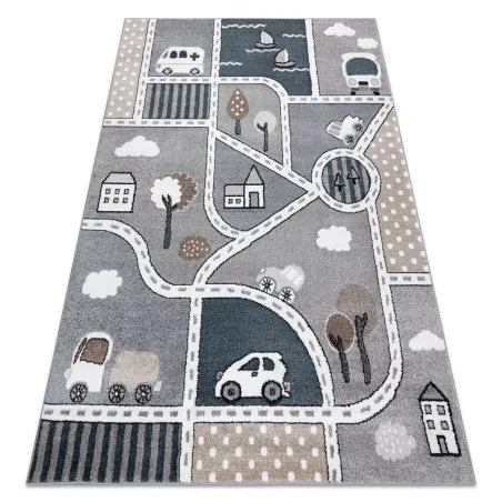 Covor FUN Strade pentru copii, strada, oraș, gri