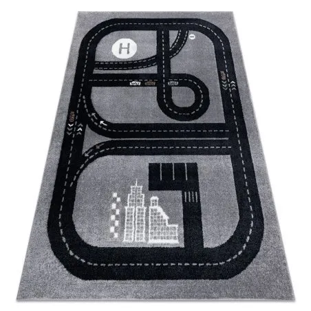 Covor FUN Track pentru copii, strada, oraș, gri