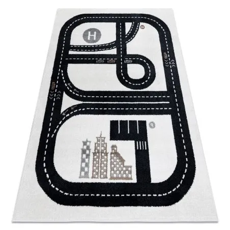 Covor FUN Track pentru copii, strada, oraș, cremă