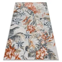 Covor Structural BOTANIC 65262 Flori, tesut plat pe balcon, terasa - gri