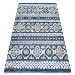 Covor Structural BOTANIC 65252 Boho, tesut plat pe balcon, terasa - albastru inchis