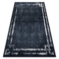 ANDRE 1486 covor lavabil Cadru vintage anti-alunecare - negru si alb