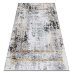 ANDRE 1065 covor lavabil Cadru vintage anti-alunecare - gri si aur