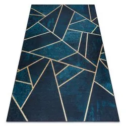 ANDRE 1173 covor lavabil mozaic, geometric anti-alunecare - turcoaz / aur