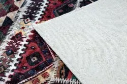 ANDRE 2305 covor lavabil oriental mozaic anti-alunecare - vin roșu / maro