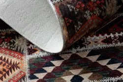 ANDRE 2305 covor lavabil oriental mozaic anti-alunecare - vin roșu / maro