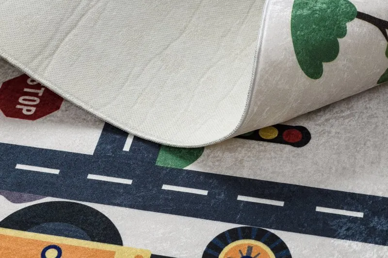 Dywan do prania BAMBINO 2223 Uliczki, samochody dla dzieci, antypoślizgowy - krem