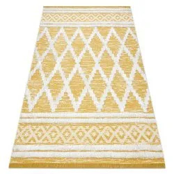 Covor ECO SISAL BOHO MOROC Caro 22297 franjuri - două niveluri de lână galben / cremă, covor reciclat