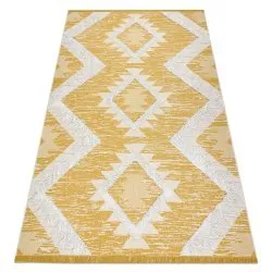 Covor ECO SISAL BOHO MOROC Caro 22312 franjuri - două niveluri de lână galben / cremă, covor reciclat