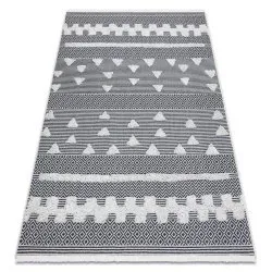 Covor ECO SISAL BOHO MOROC Geometric 22321 franjuri - două niveluri de lână cremă / gri, covor reciclat