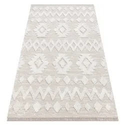 Covor ECO SISAL MOROC 22319 romburi boho franjuri - structural bej / cremă