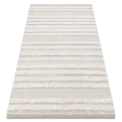 Covor ECO SISAL MOROC 22329 zigzag, linii boho franjuri - structural bej / cremă