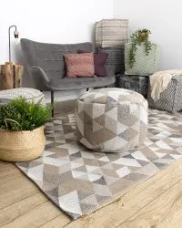 Dywan CASA Ekologiczny, EKO SIZAL Boho Trójkąty 2816 krem / taupe, z bawełny recyklingowanej