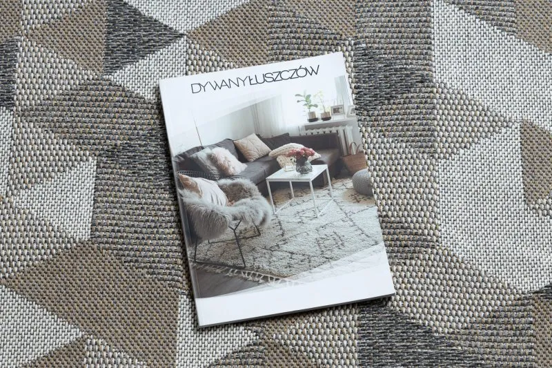 Dywan CASA Ekologiczny, EKO SIZAL Boho Trójkąty 2816 krem / taupe, z bawełny recyklingowanej