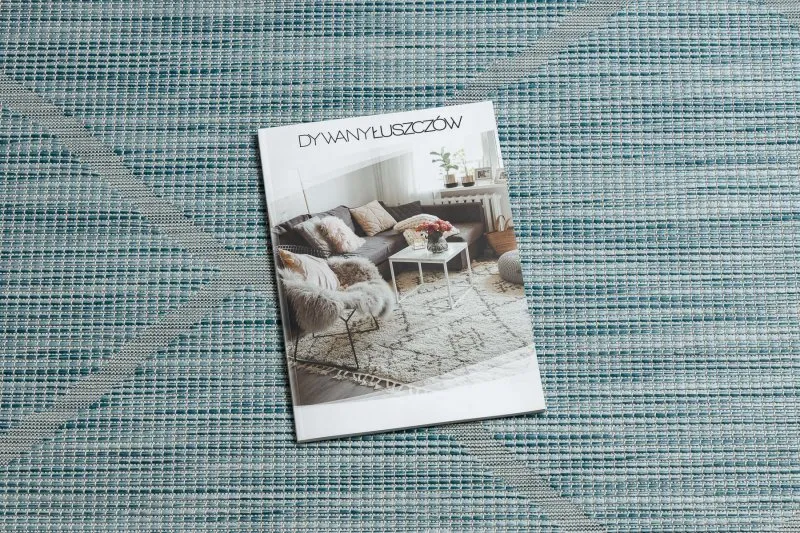 Covor SISAL PATIO 3075 Caro țesute plate - apa albastra