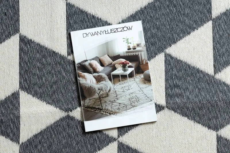 Dywan TWIN 22992 Geometryczny, bawełna, dwustronny Ekologiczny frędzle - antracyt / krem