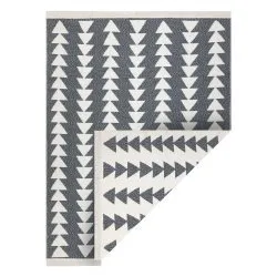 Covor TWIN 22994 geometric, triunghiurile bumbac, cu două fețe, Franjuri ecologice - antracit / crem