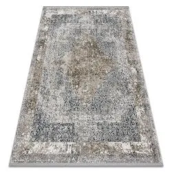 Covor TULS structural, franjuri 51323 Vintage, Cadru, Rozetă fildeş / gri