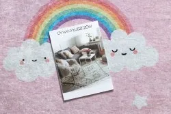 JUNIOR 52063.802 covor lavabil Curcubeu, nori pentru copii anti-alunecare - roz