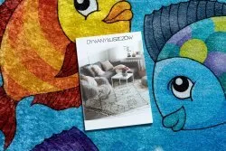 Dywan do prania JUNIOR 51594.801 koło Rybki, ocean dla dzieci, antypoślizgowy - niebieski