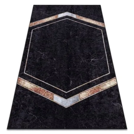 MIRO 52025.802 covor lavabil Marmură, geometric anti-alunecare - negru