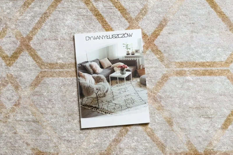 Dywan do prania MIRO 51805.804 Geometryczny, kratka antypoślizgowy - złoty