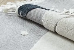 Covor YOYO EY81 cerc gri / alb - Ursule, munți pentru copii, structural, senzorial Franjuri
