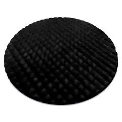 Covor BUBBLE cerc negru 25 IMITARE BLANĂ DE IEPURE 3D structural