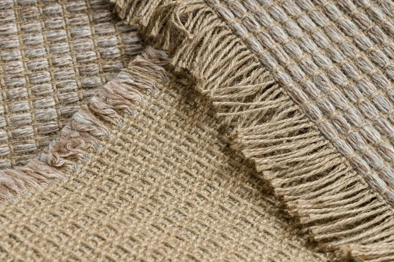 Dywan JUTE 3652 beż / szary jednolity - jutowy, płaskotkany, frędzle