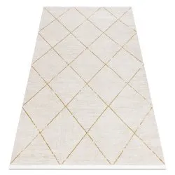 Covor modern DUKE 51245 crem / auriu - Spalier, structurat, foarte moale, franjuri