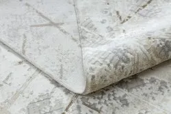 Dywan DUKE 51393 krem / złoty - Geometryczny, vintage strukturalny, bardzo miękki, frędzle