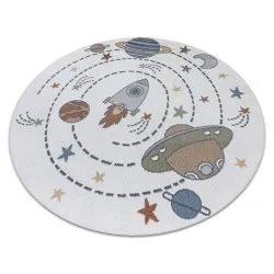 Covor BONO 8288 cerc Spaţiu, planete crem / antracit