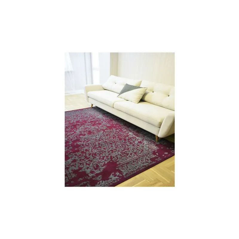 Covor vintage bordo și gri, ideal pentru living